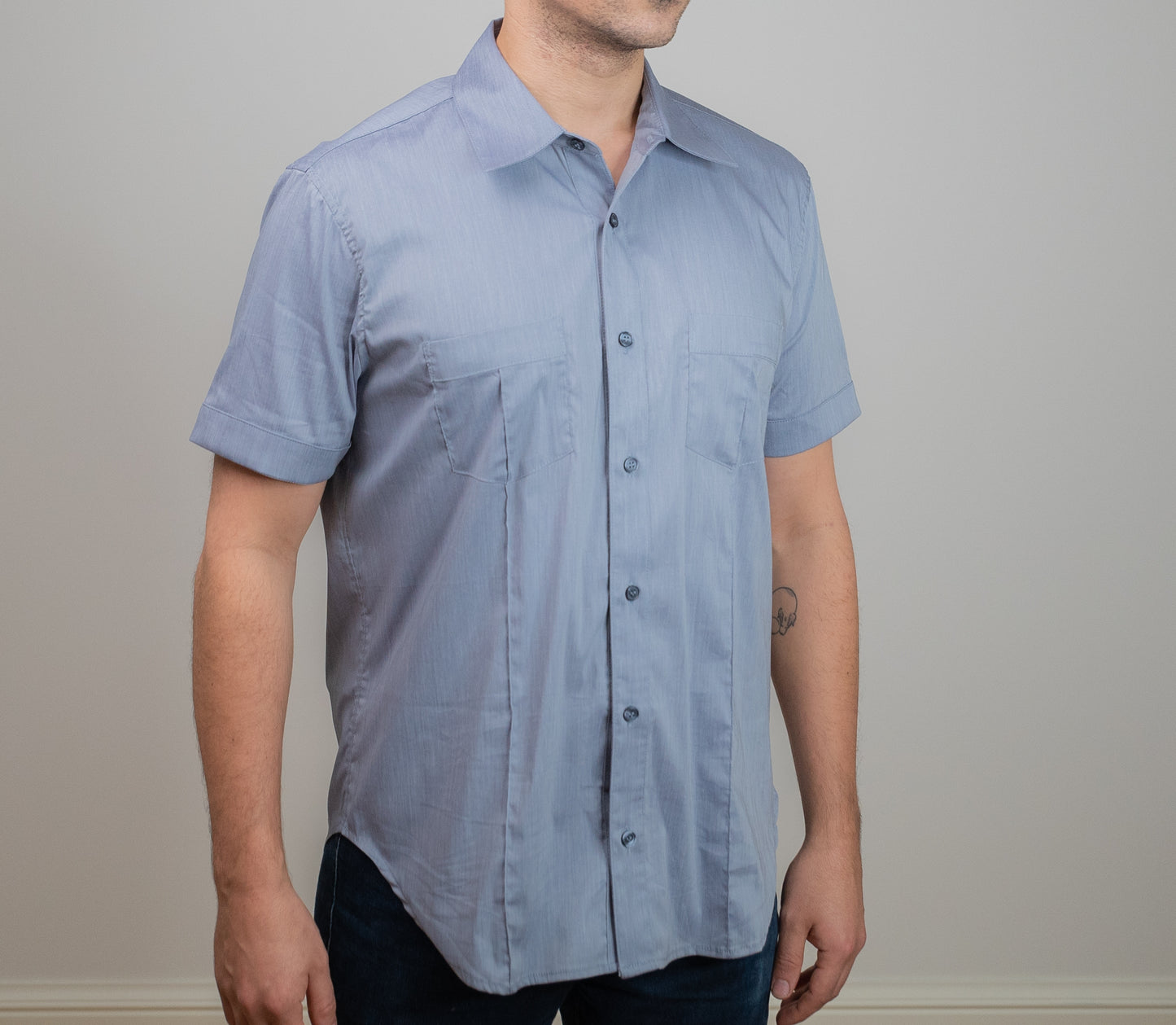 Chambray Blue Short Sleeve Shirt